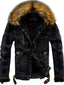 SPI Styles Men's Faux Fur Collar Fleece Lined Distressed Denim Jacket