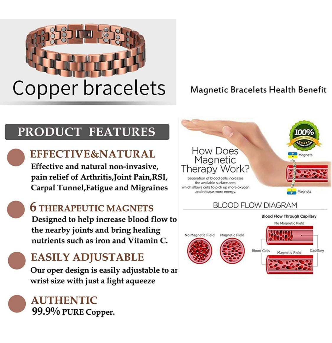 Men's Copper Magnetic Therapy Bracelets – SPI Styles